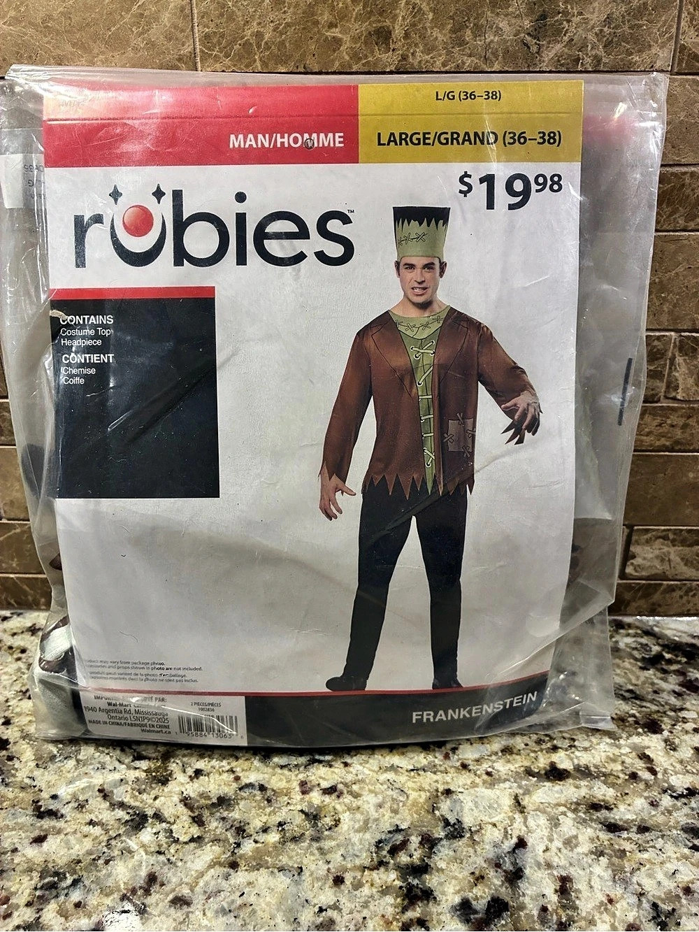 14Frankenstein Costume Men's Brown & Black Size Large NWT